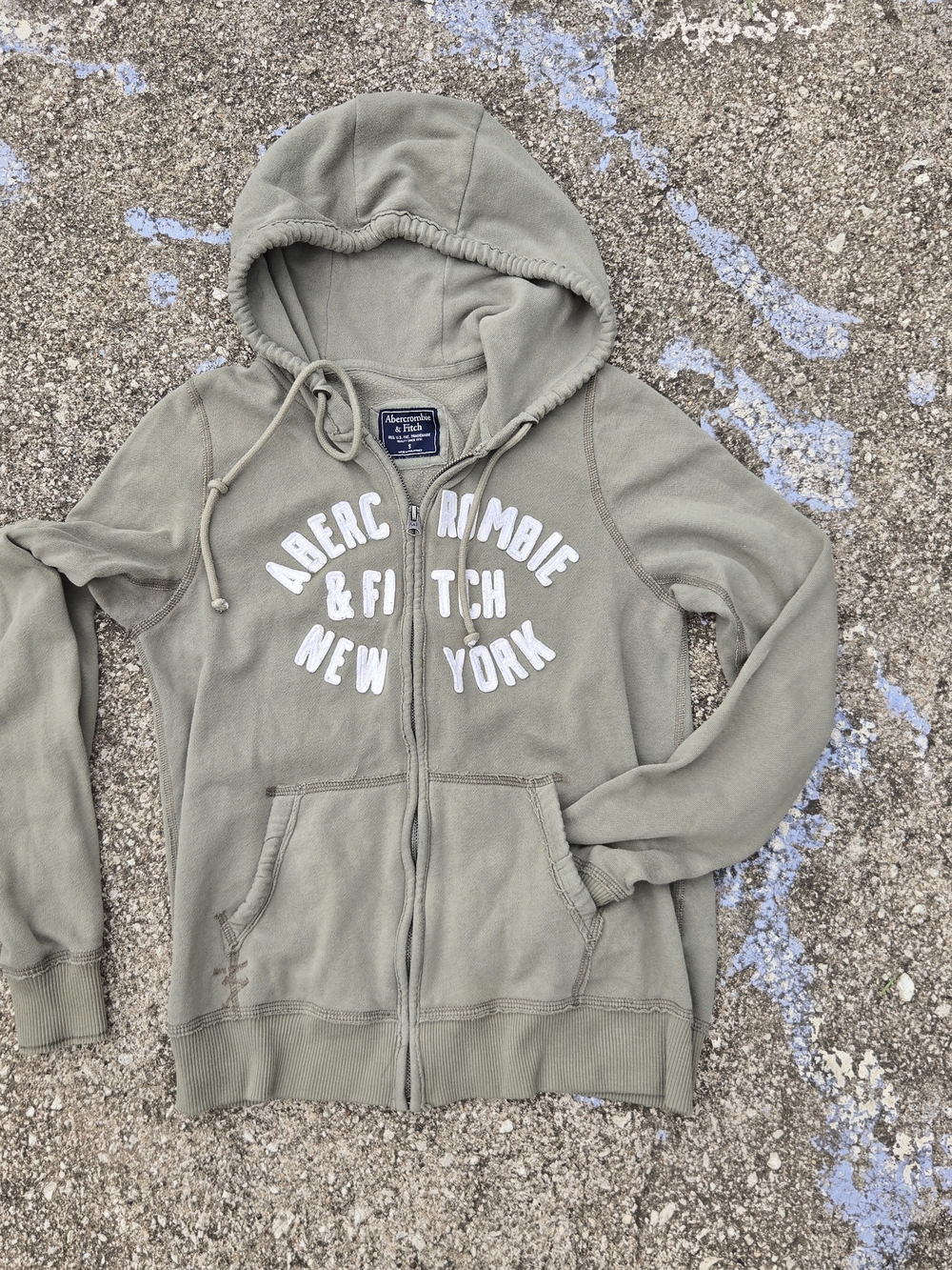 Vtg Y2K Abercrombie & Fitch Embroidered patch spellout Zip Up Hoodie Grunge